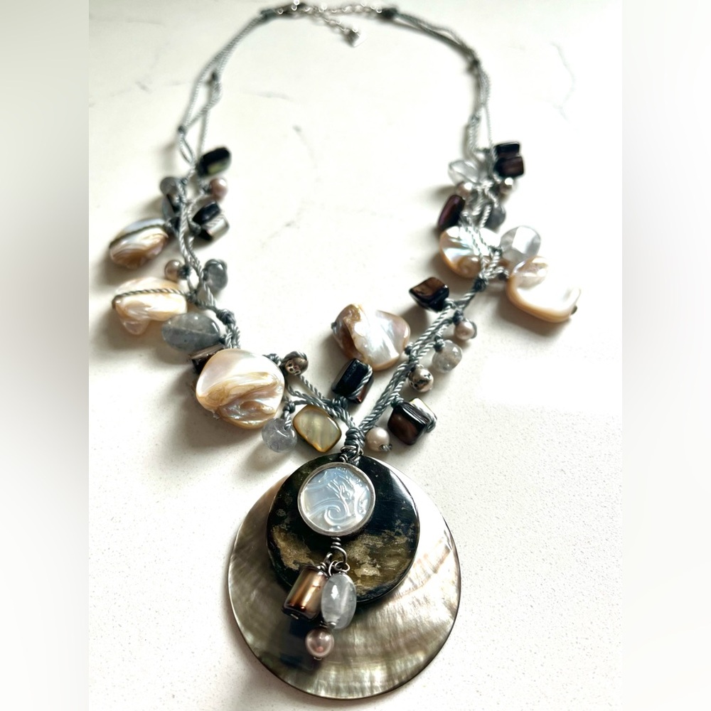 Silpada Sterling Silver,Quartz, Pearl, Shell, Mother-of Pearl Adjusts 18-20”